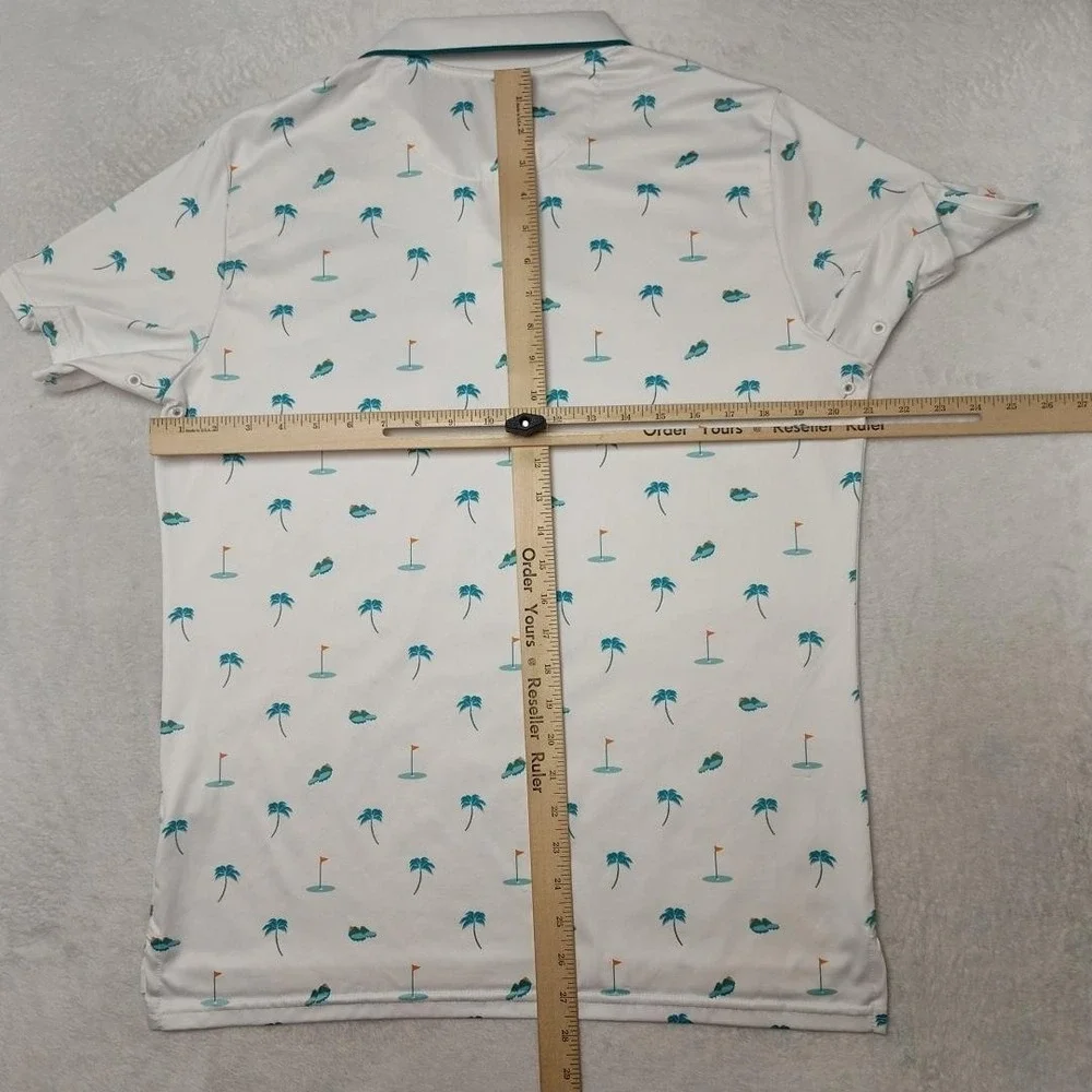 Bonobos‎ Polo Shirt Mens M White Palm Tree Golf Slim Fit Performance Collared